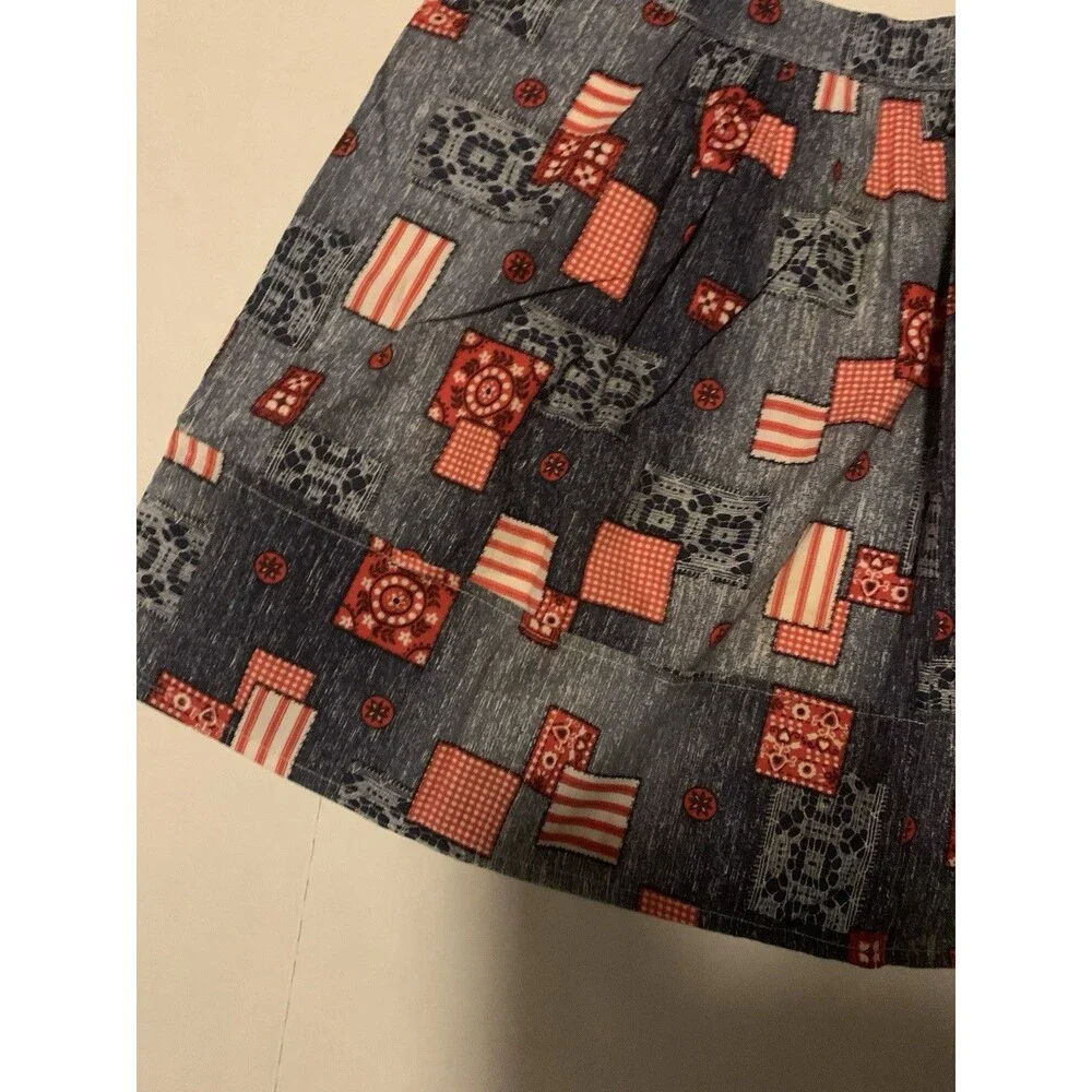Vintage Skirt Apron Red White Blue 4th Of July Summer Baking Cottage Americana
